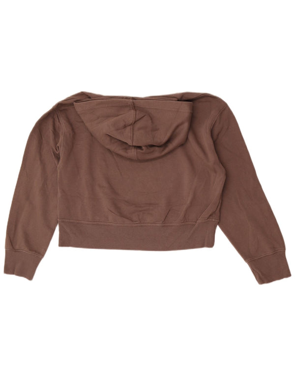Zara Womens Crop Oversized Hoodie Jumper Reino Unido 10 Pequeno Algodão Cinza
