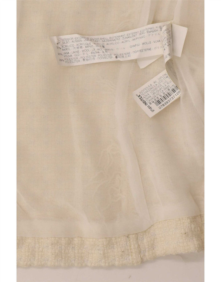 Jaqueta blazer feminina Zara com zíper completo Reino Unido 12 médio off white acrílico