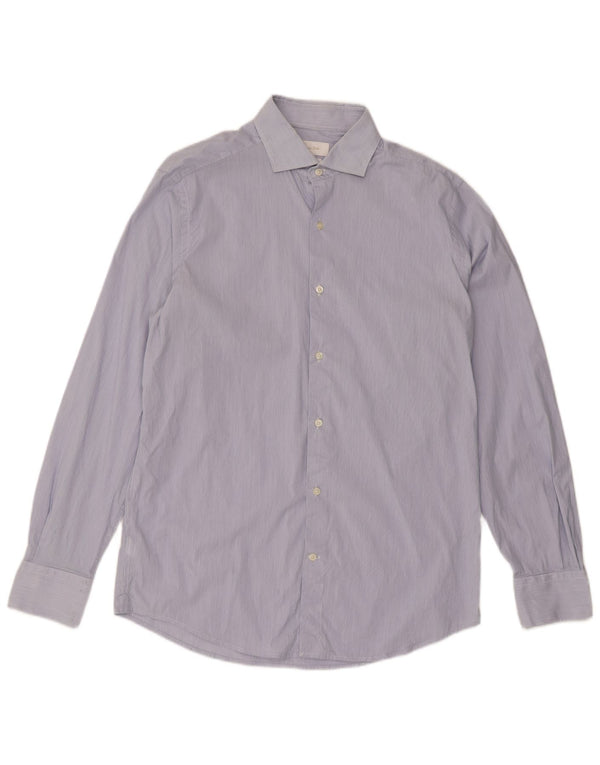 Camisa masculina Massimo Dutti tamanho 41 médio azul risca de giz algodão clássico