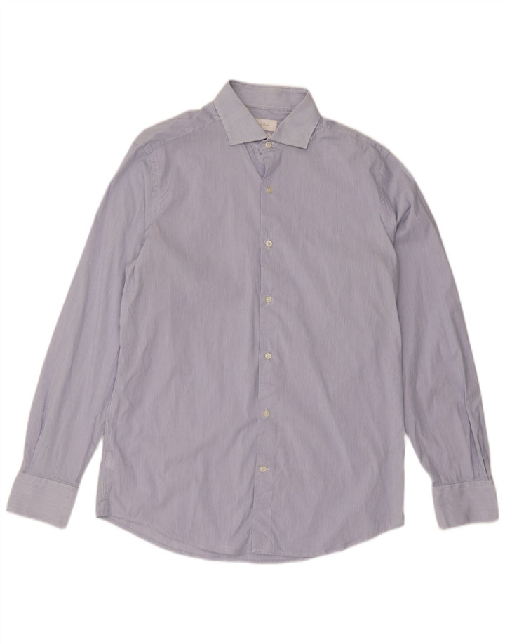 Camisa masculina Massimo Dutti tamanho 41 médio azul risca de giz algodão clássico