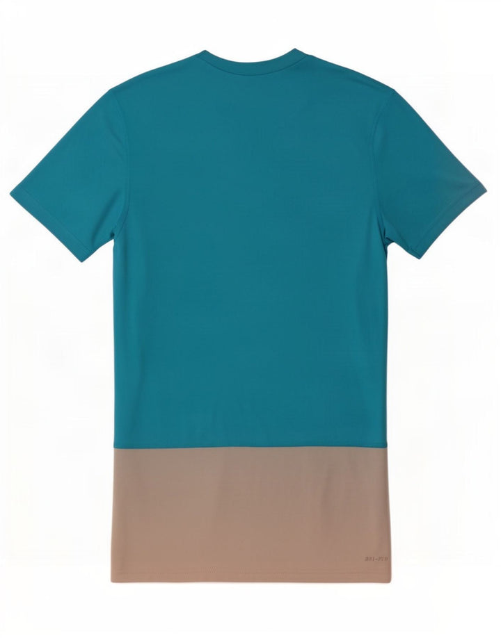 Camiseta masculina Nike Dri Fit Top pequeno azul colorblock poliéster
