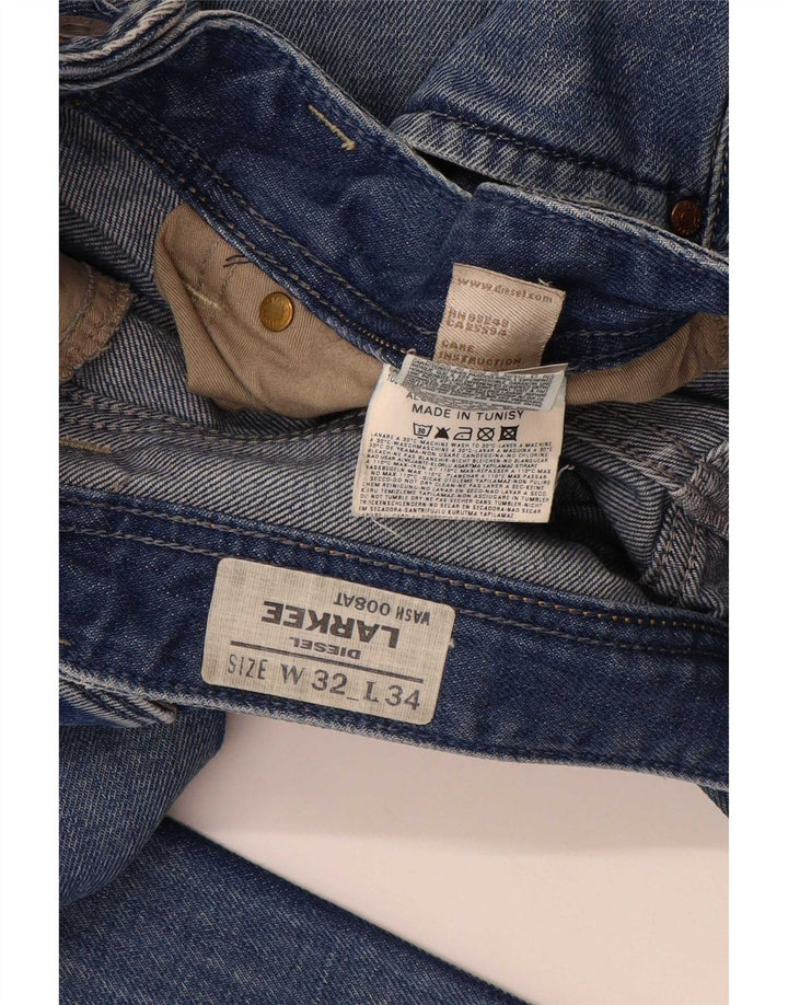 Diesel Mens Larkee Straight Jeans W32 L34 Azul Algodão
