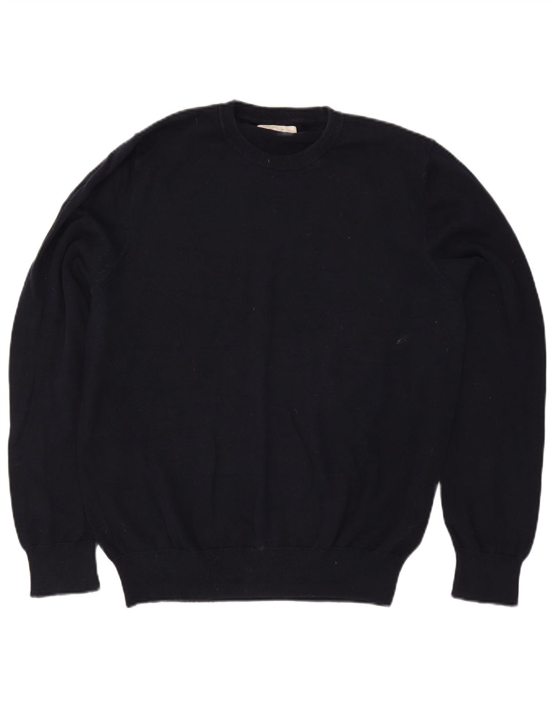 Suéter masculino Marks & Spencer com gola redonda, grande algodão azul marinho
