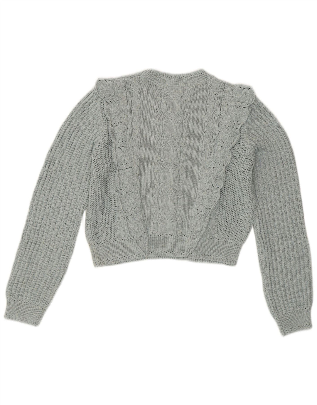 Suéter feminino ZARA com gola redonda e gola redonda, Reino Unido 14, azul médio