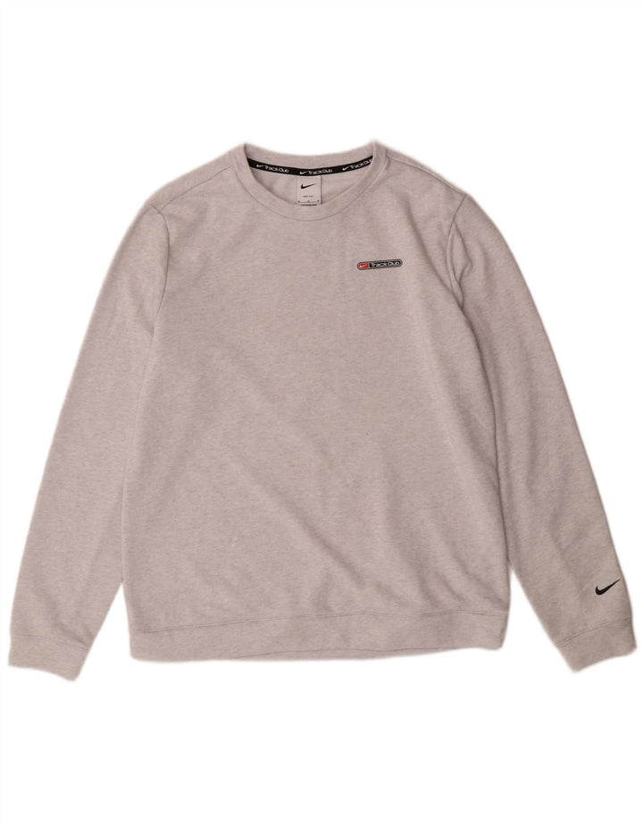 NIKE Masculino Dri Fit Moletom Jumper Médio Cinza Algodão