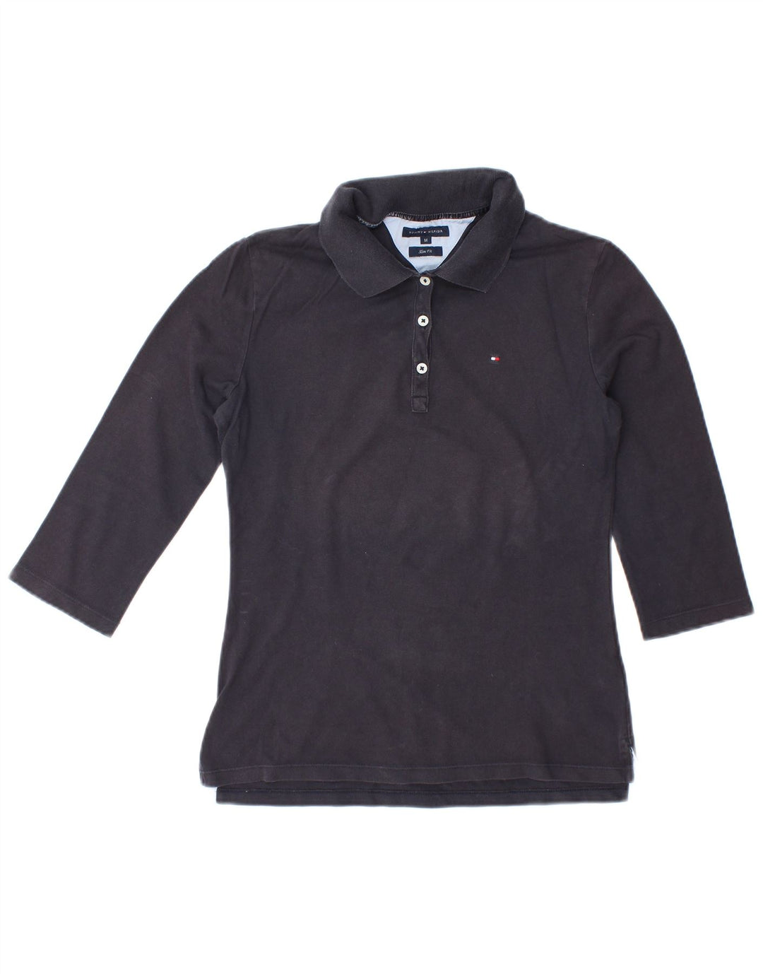Camisa polo feminina TOMMY HILFIGER Slim Fit Reino Unido 12 Médio Azul Marinho