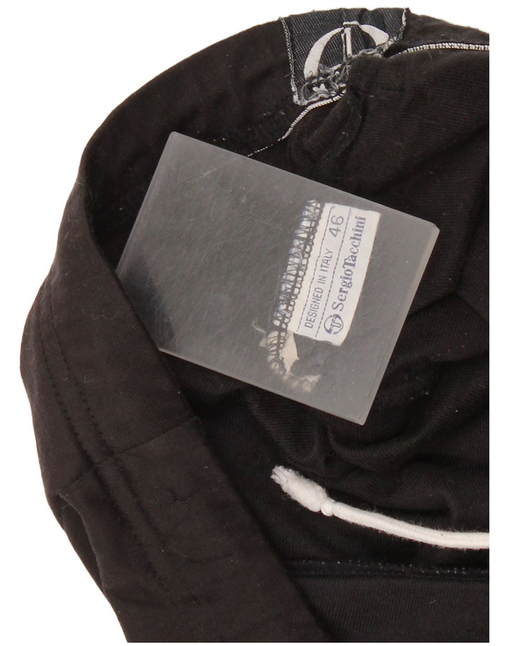 Sergio Tacchini Calça de treino masculina gráfica IT 46 pequena preta
