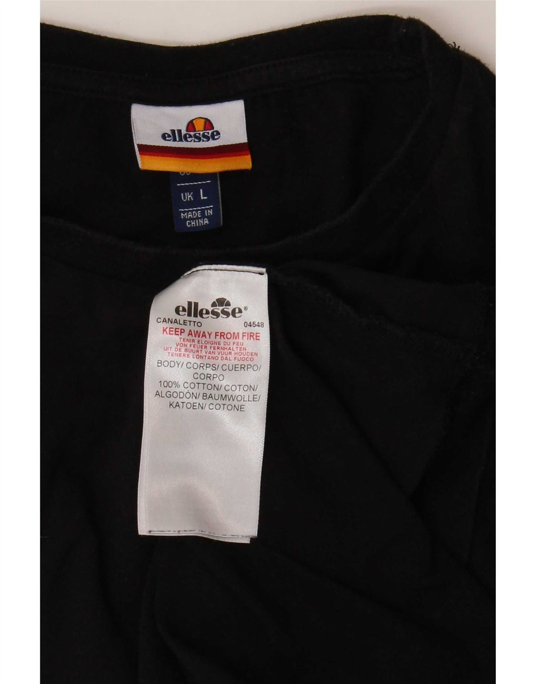 Ellesse Camiseta Masculina Top Grande Algodão Preto