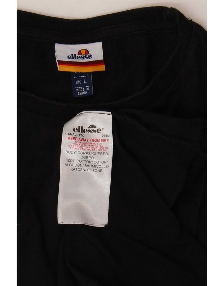 Ellesse Camiseta Masculina Top Grande Algodão Preto