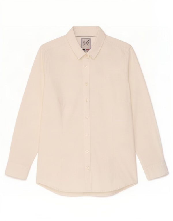Camisa feminina Crew Clothing UK 12 algodão branco médio