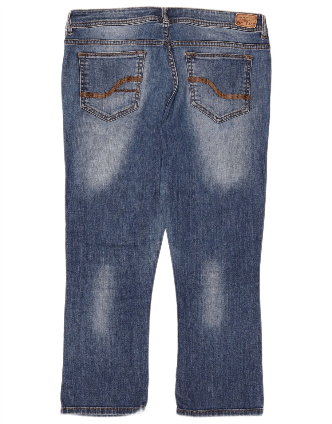 Calça capri feminina FAT FACE Reino Unido 14 grande W32 L23 azul