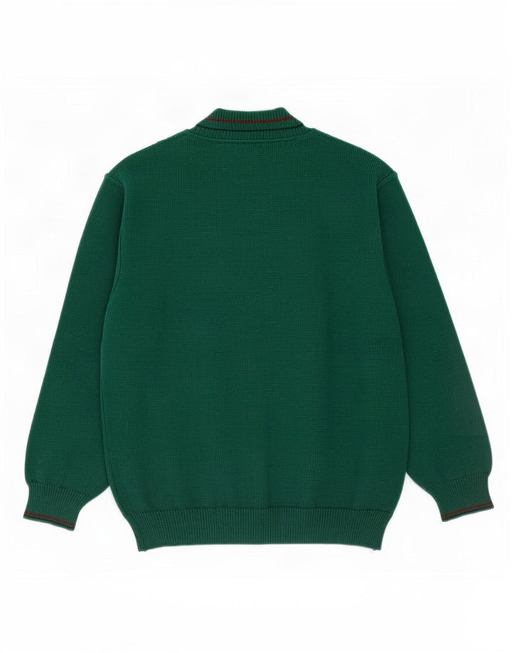 Suéter masculino Il Granchio com decote em V, grande verde argil/lã diamante