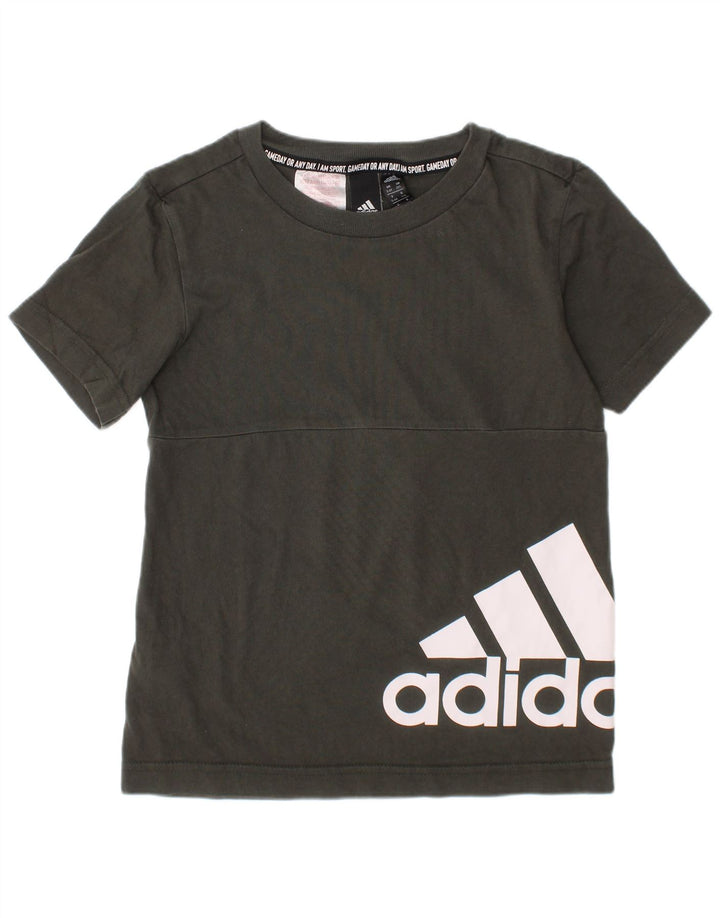 Camiseta Adidas Meninos Graphic Top 5-6 Anos Algodão Cáqui