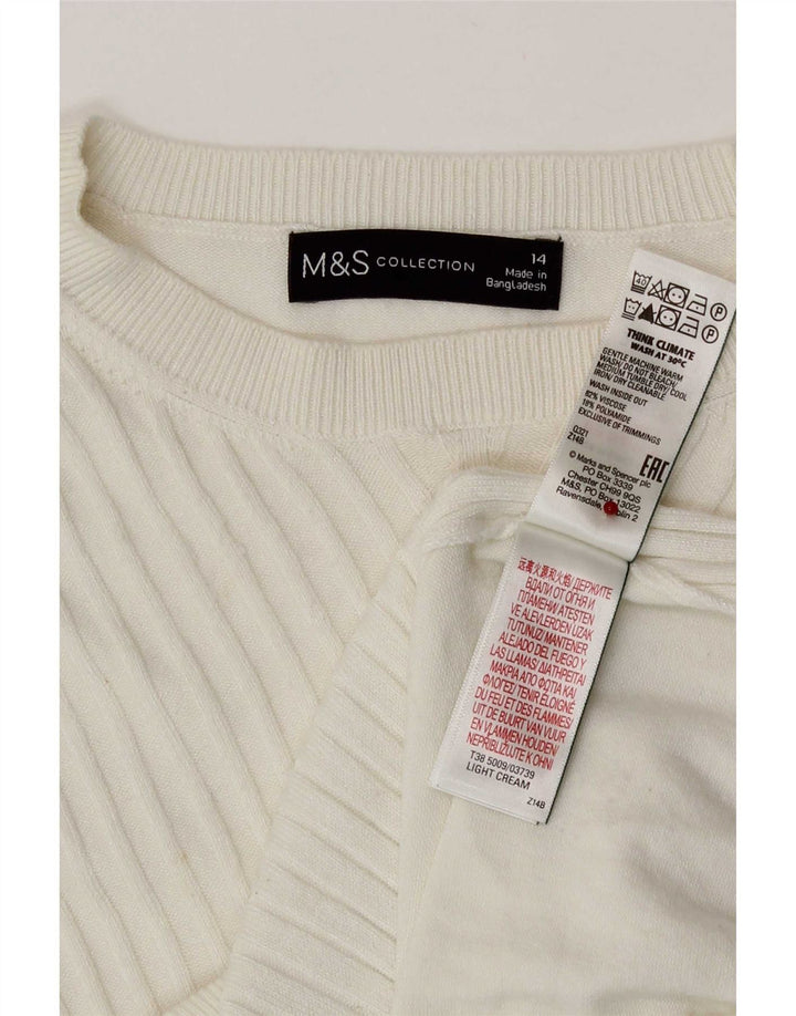 Suéter feminino Marks & Spencer com gola canoa Reino Unido 14 médio branco