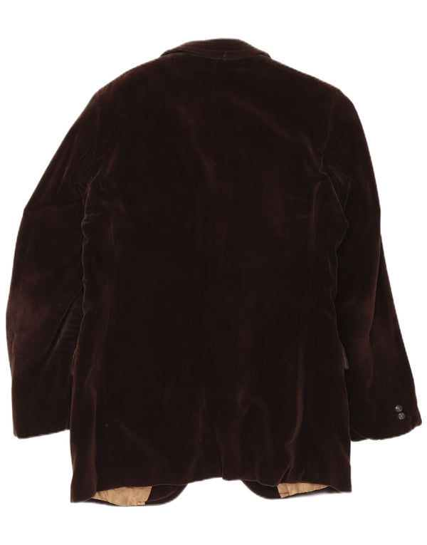 Jaqueta blazer masculina vintage de veludo com 2 botões IT 50 grande marrom