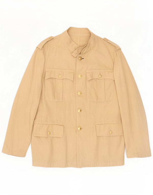 Jaqueta militar masculina vintage IT 50 grande algodão bege clássico