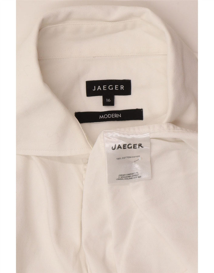 Camisa masculina Jaeger de ajuste moderno tamanho 16 grande algodão branco