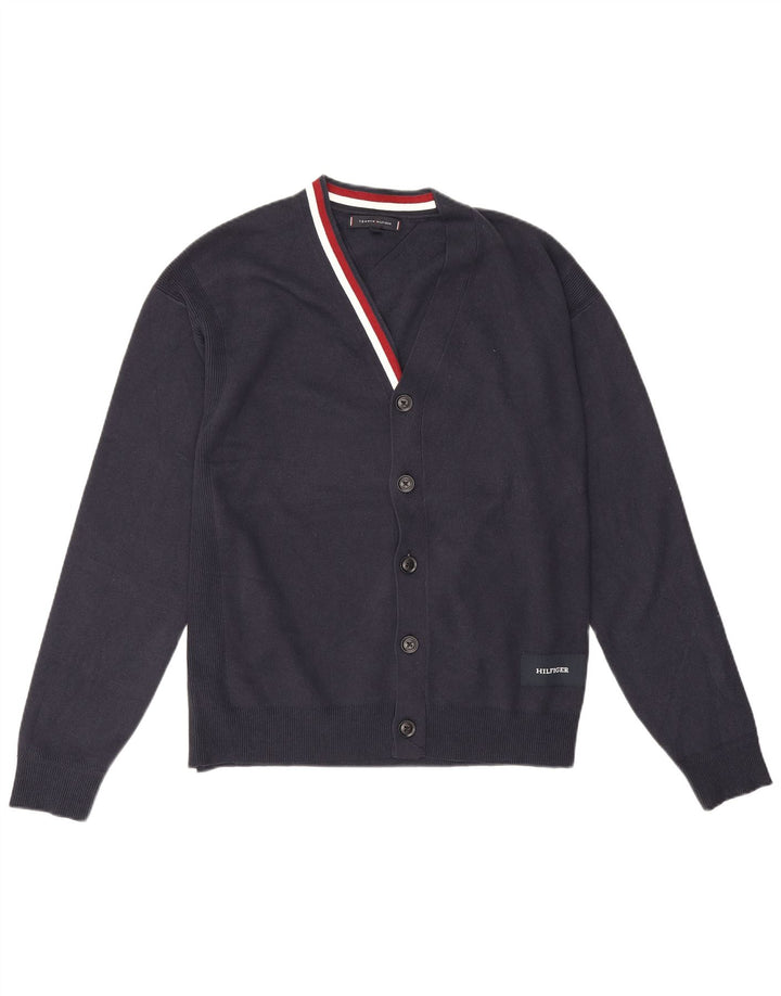 Suéter cardigã masculino Tommy Hilfiger médio algodão azul marinho