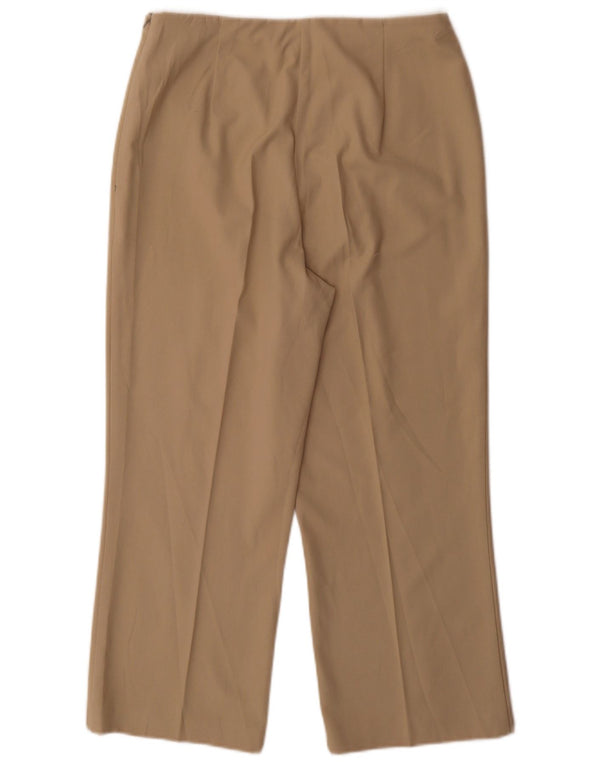 Calça feminina cortada reta Marks & Spencer Reino Unido 14 médio W30 L25 bege