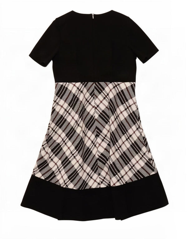 Vestido feminino Marks & Spencer A-Line UK 18 XL preto xadrez algodão