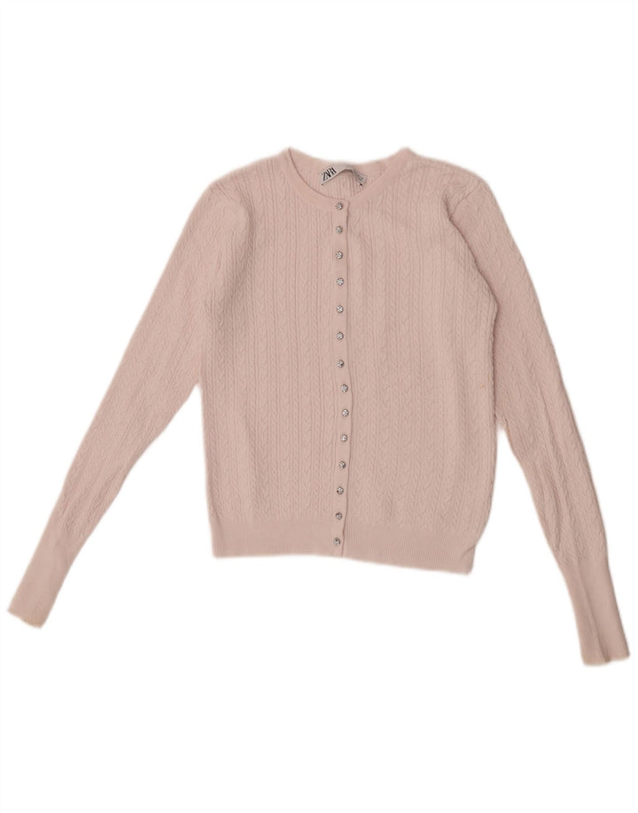 Suéter Zara Feminino Crop Cardigan Reino Unido 8 Pequeno Rosa