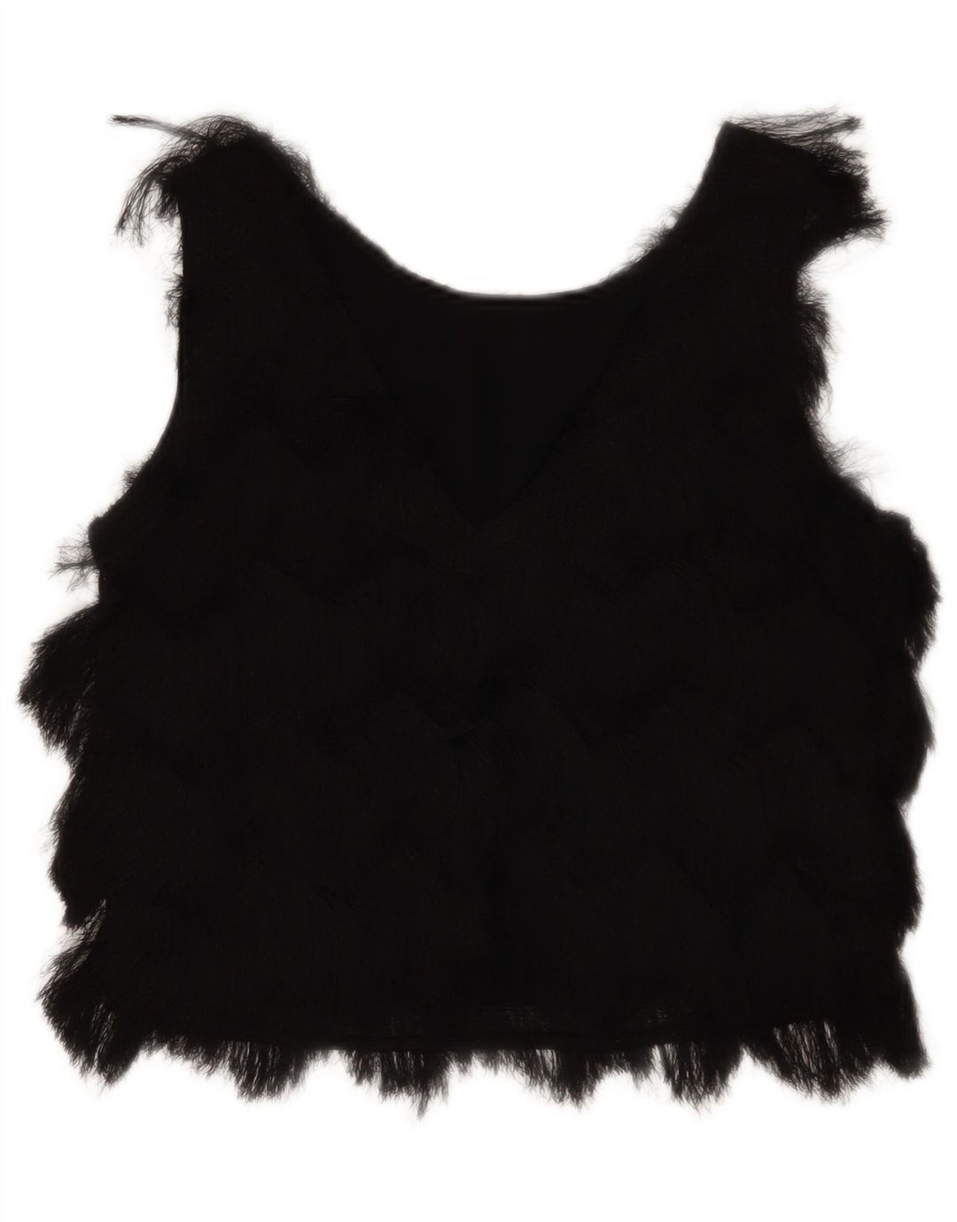 Blusa feminina sem mangas Zara Top UK 10 poliéster preto pequeno