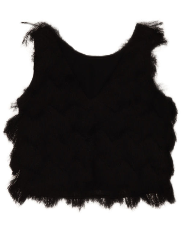 Blusa feminina sem mangas Zara Top UK 10 poliéster preto pequeno