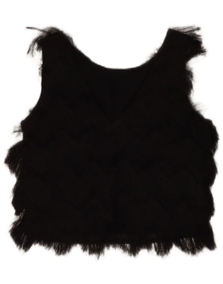 Blusa feminina sem mangas Zara Top UK 10 poliéster preto pequeno
