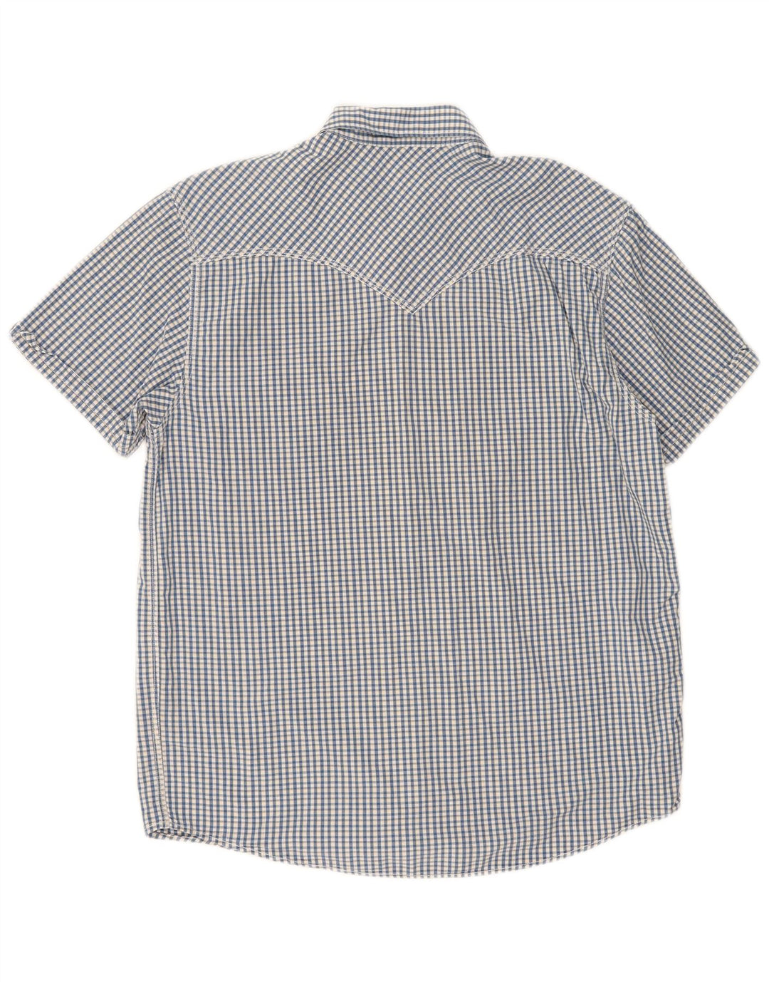 Camisa masculina de manga curta padrão Levi's grande algodão guingão azul