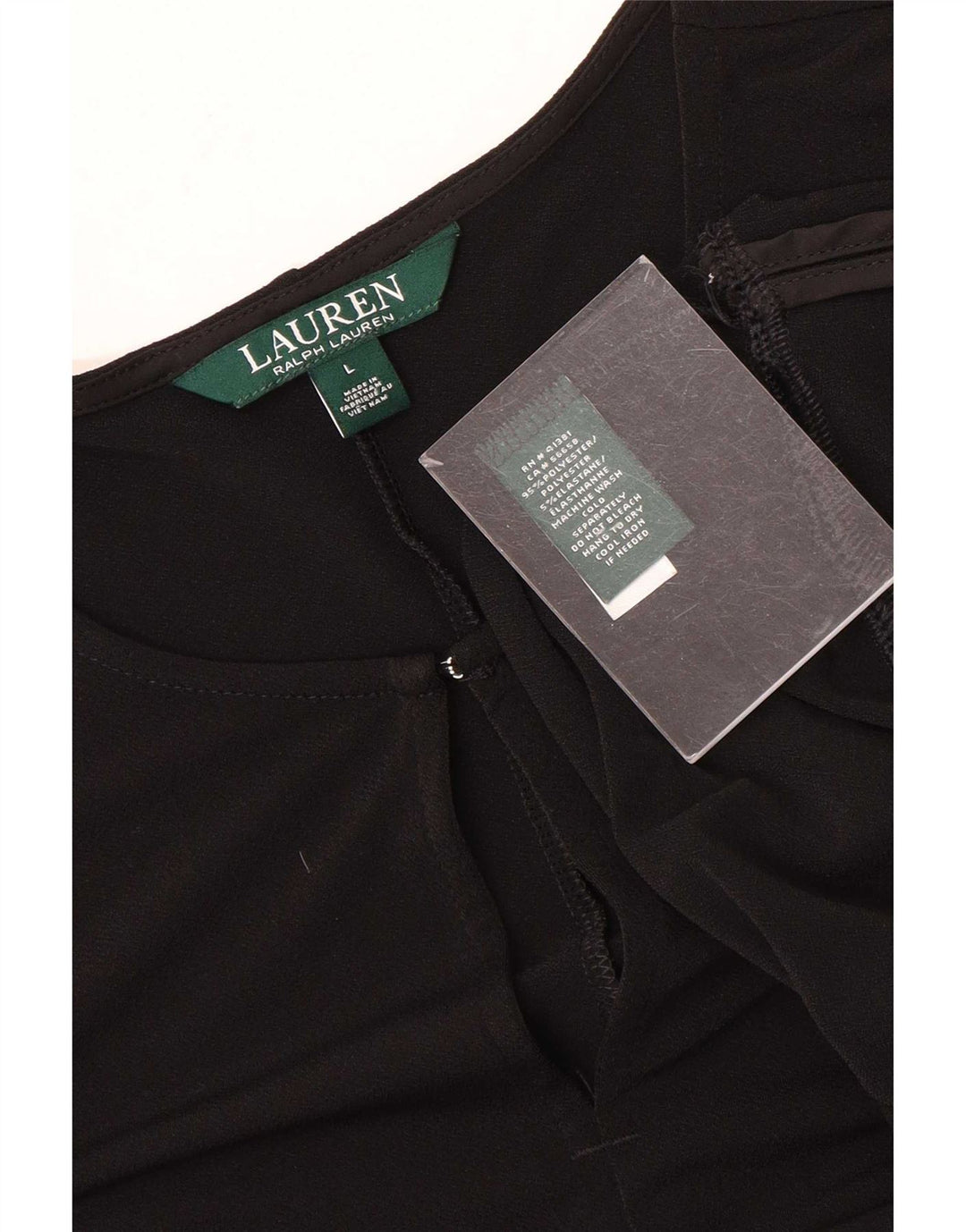 Túnica feminina Ralph Lauren manga 3/4 Reino Unido 16 grande poliéster preto