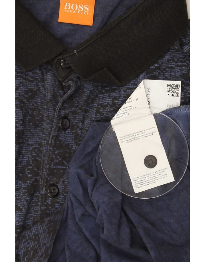 Camisa polo masculina Hugo Boss médio azul marinho floral algodão