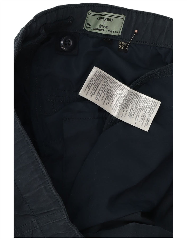 Calça cargo masculina SUPERDRY Tapered W34 L32 algodão azul marinho