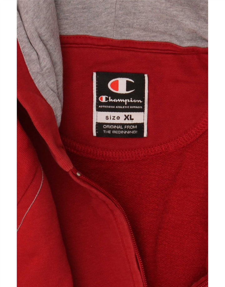 Champion Mens Zip Hoodie Sweater XL Red
