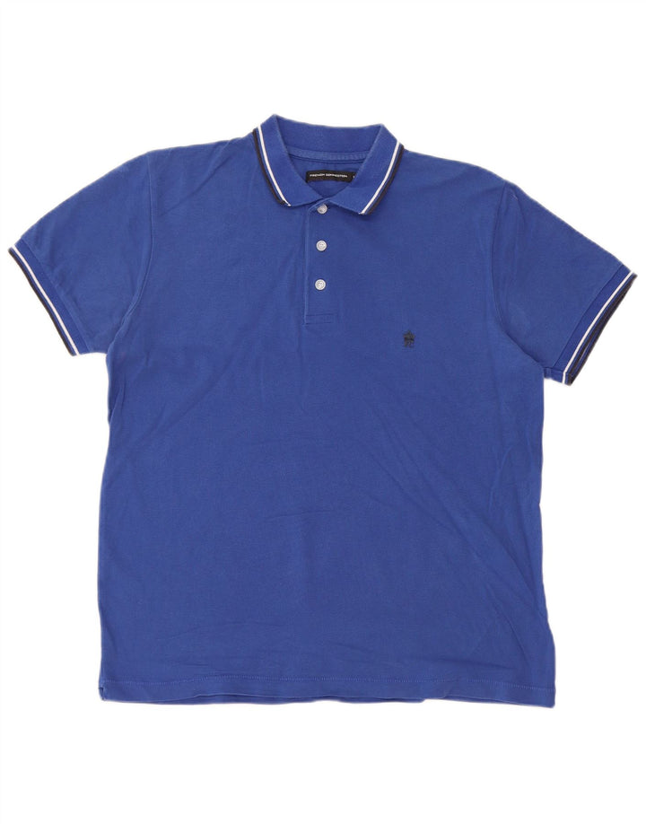 Camisa polo masculina French Connection algodão azul médio