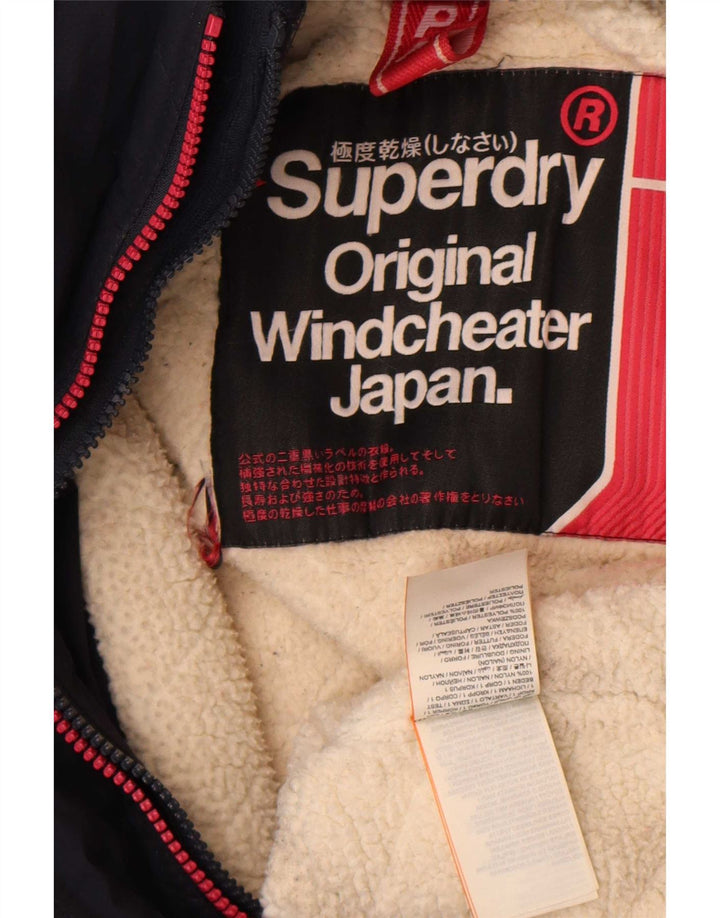 Jaqueta acolchoada com capuz feminino Superdry Windcheater Reino Unido 14 grande azul marinho