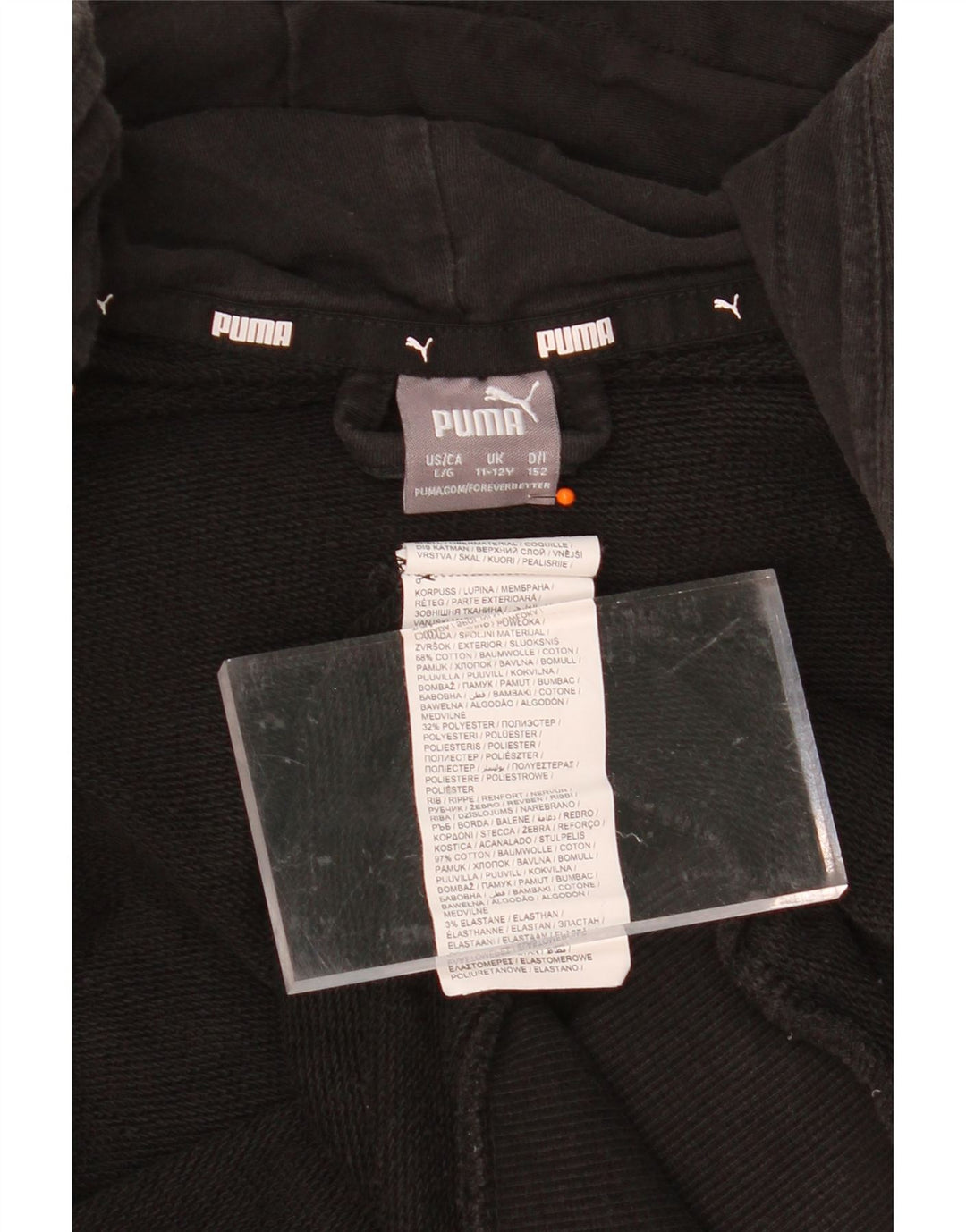 PUMA Boys Zip Hoodie Sweater 11-12 Years Black Cotton Vintage Puma and Second-Hand Puma from Messina Hembry 