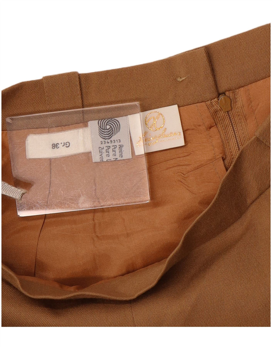 Saia feminina vintage cintura alta evasê UE 38 médio W26 lã virgem marrom