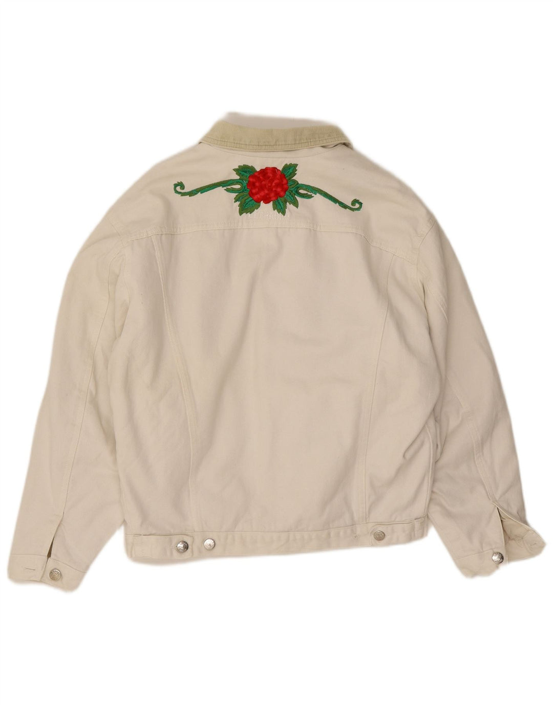 Jaqueta jeans masculina El Charro UK 36 pequena floral branca