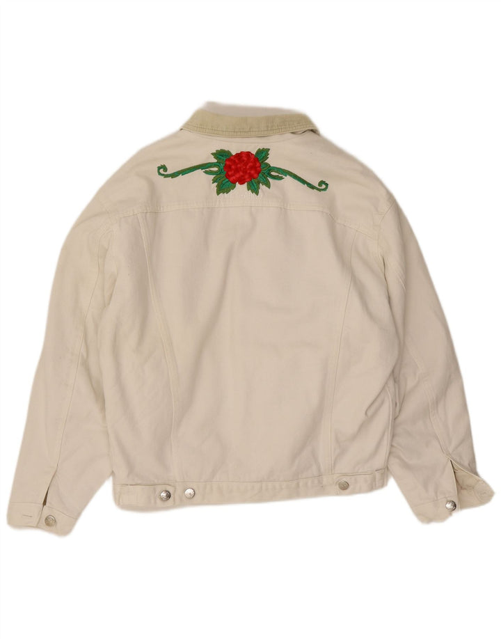 Jaqueta jeans masculina El Charro UK 36 pequena floral branca