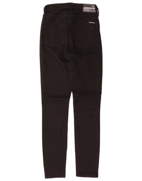 CALVIN KLEIN Calça jeans feminina cintura alta justa W26 L30 algodão preto