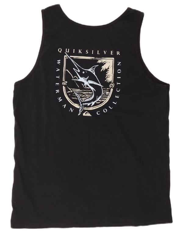 Colete gráfico masculino Quiksilver Top XL de algodão preto