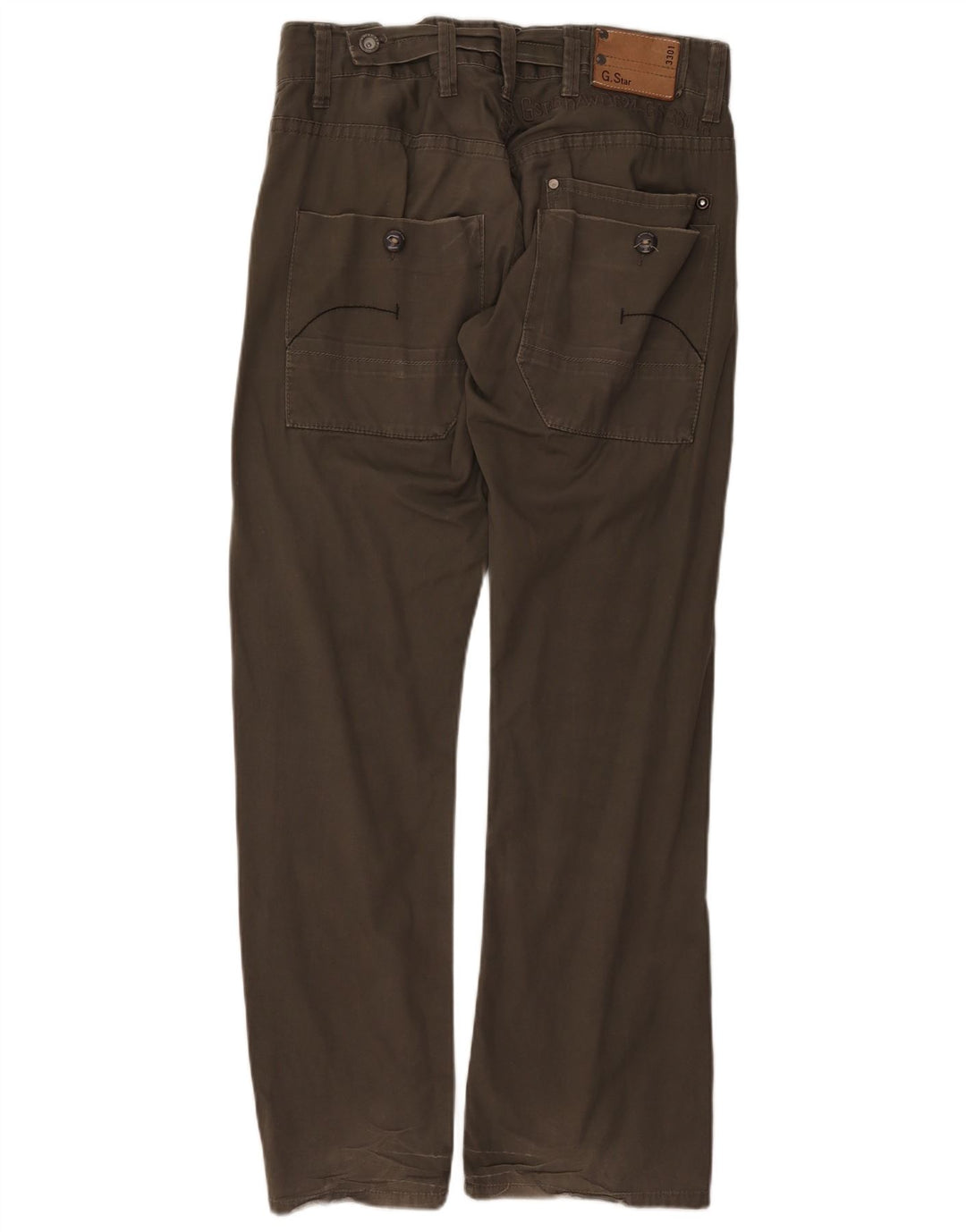 Calça cargo feminina G-STAR 3301 reta W33 L32 algodão cáqui