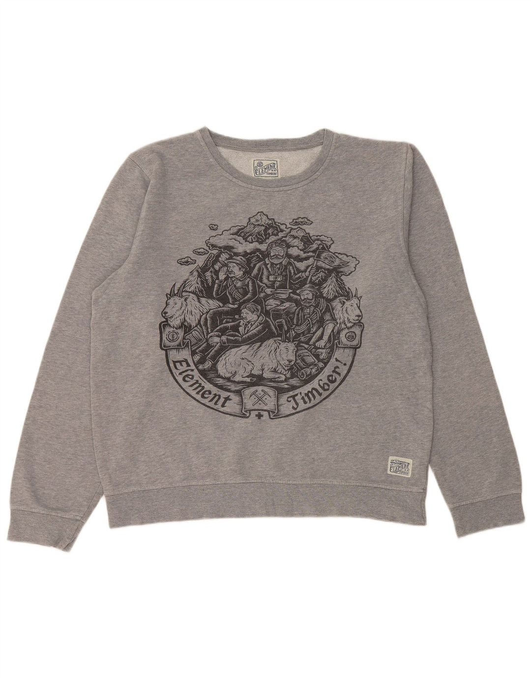 ELEMENT Suéter gráfico masculino grande algodão cinza
