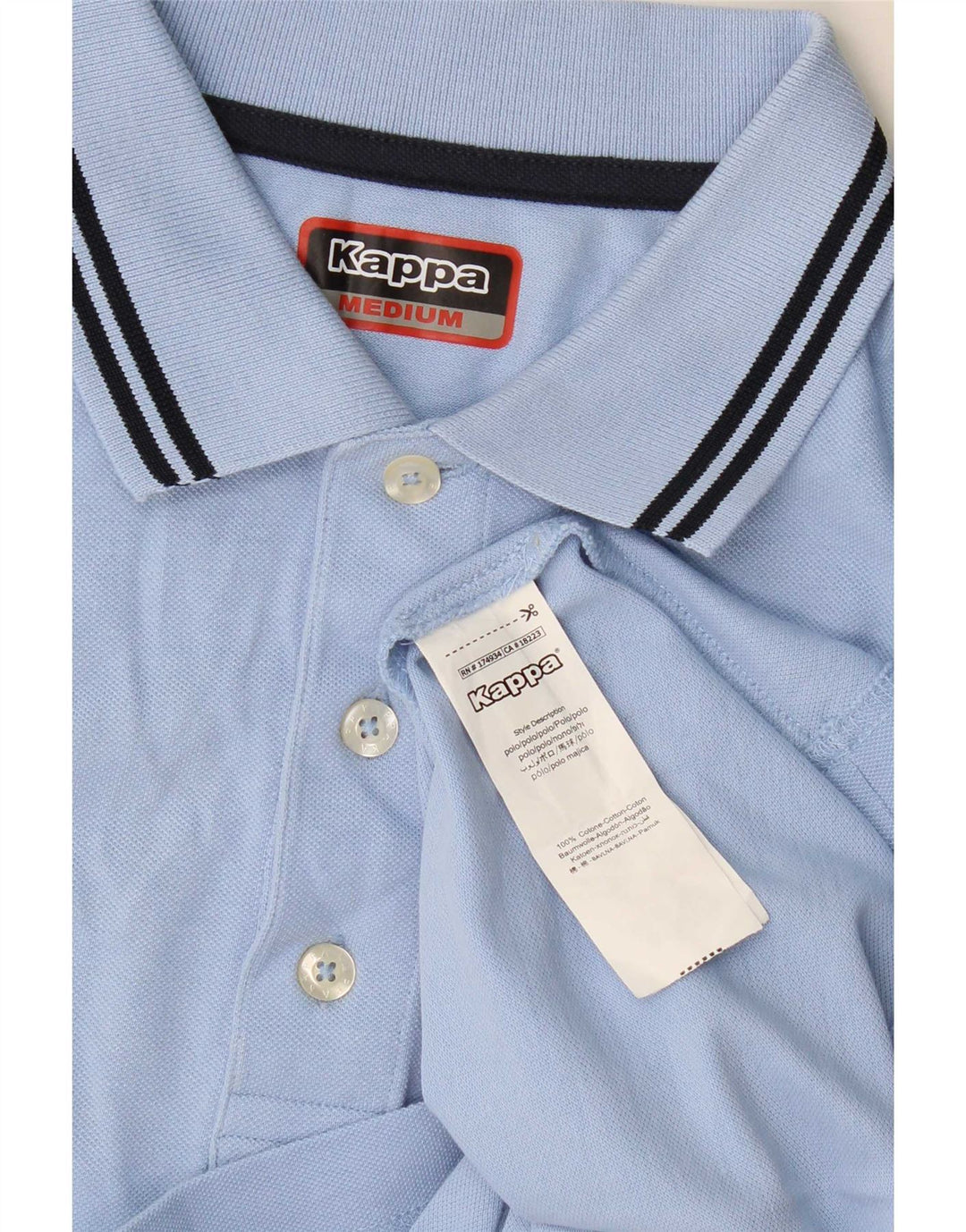 Camisa polo masculina Kappa algodão azul médio