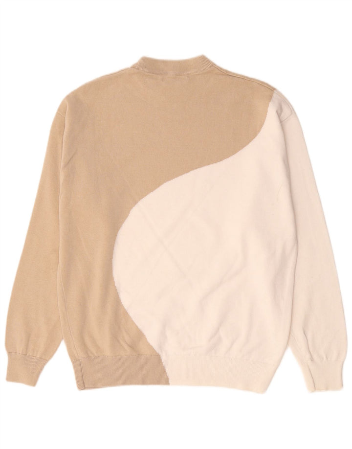 Zara moletom feminino oversized jumper UK 10 pequeno bege colorblock