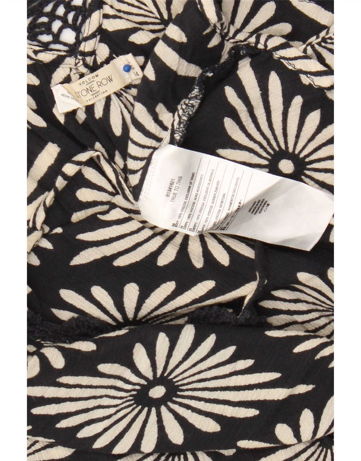 Top cami feminino Volcom Reino Unido 14 grande viscose floral preta