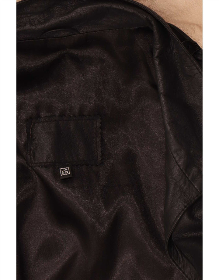 Casaco de couro oversized feminino vintage UK 6 XS preto