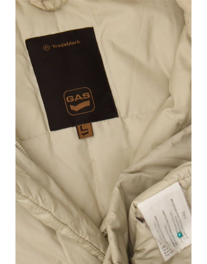 Jaqueta acolchoada com capuz feminina Gas UK 14 grande nylon bege