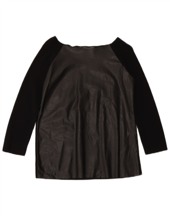 Top feminino ZARA com manga 3/4 e ombro de fora Reino Unido 10 pequeno preto