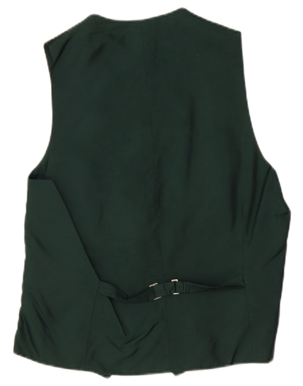 Colete masculino vintage IT 46 poliéster floral verde pequeno